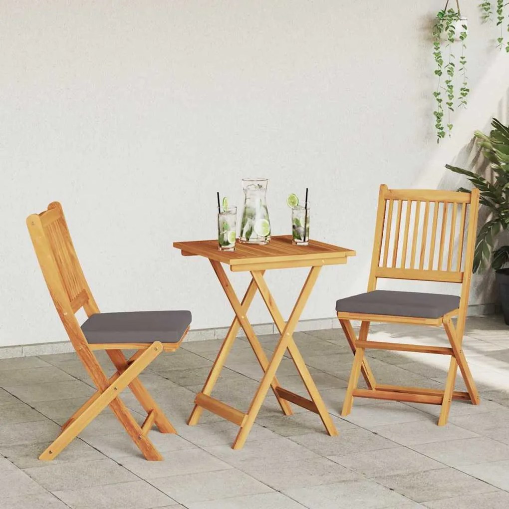 vidaXL Σετ Μπιστρό Κήπου 3 pcs Καφέ Μασίφ ξύλο ακακίας