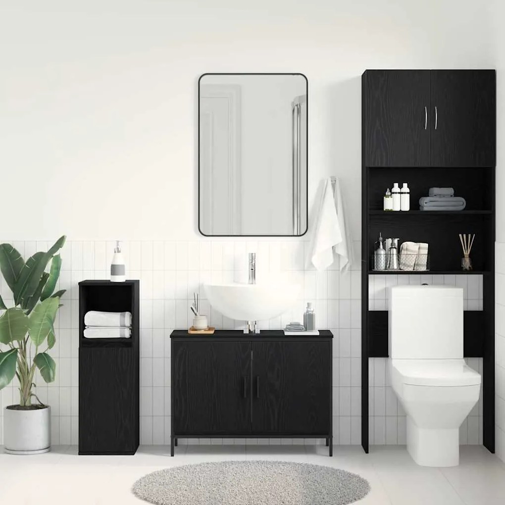 vidaXL Νιπτήρας Μπάνιου Μαύρο Δρυς 80x30x60 εκ Επεξεργασμένο Ξύλο