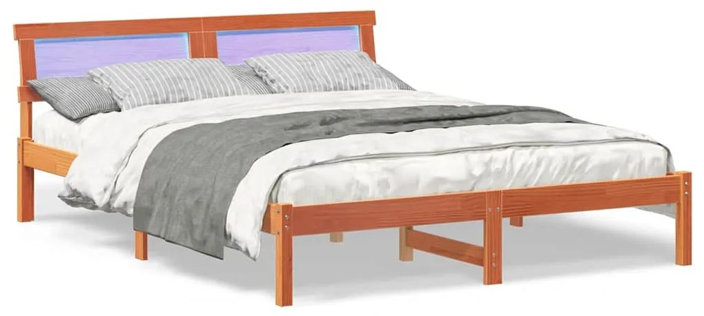 vidaXL Σκελετός Κρεβατιού Καφέ κεριού 140 x 200 cm Μασίφ ξύλο πεύκου
