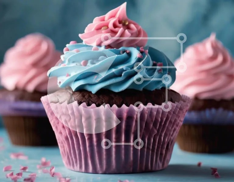 Intra Συλλεκτικό Ξύλινο Παζλ Plywood  4mm - Λαχταριστό Cupcake με Μπλε και Ροζ παγωμένο Σε Ξύλινο Κουτί - Διαστάσεις: 10x10 cm – 25 κομμάτια