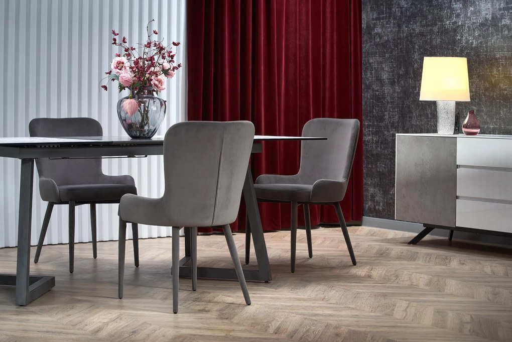 TIZIANO extension table, color: top - light grey / dark grey, legs - dark grey DIOMMI V-CH-TIZIANO-ST