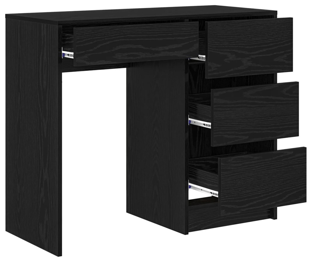 vidaXL Γραφείο με ράφι Μαύρη δρυς 90 x 37.5 x 75 εκ Επεξεργασμένο ξύλο