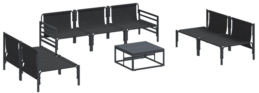 vidaXL Σετ Καναπέ Κήπου 8 pcs Ανθρακί Ατσάλι