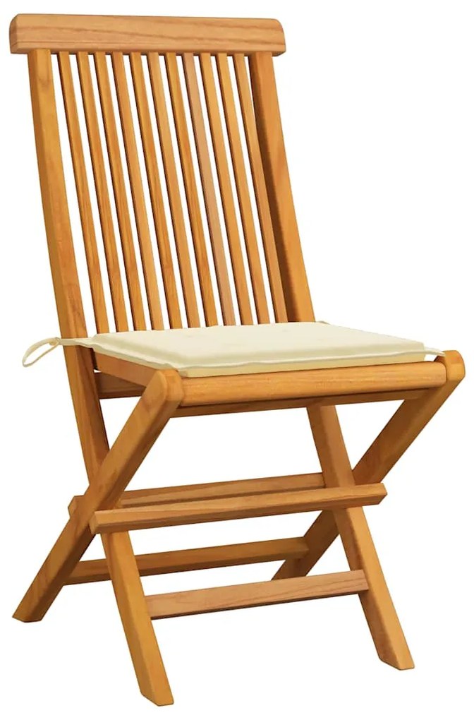 vidaXL Καρέκλες Κήπου 6 τεμ. από Μασίφ Ξύλο Teak με Κρεμ Μαξιλάρια