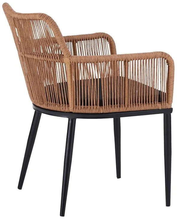 Καρέκλα - Πολυθρόνα Naoki pe rattan - metal σε Φυσικό με μαύρα πόδια/μαξιλάρι 59x62.5x78 εκ. 59x62.5x78 εκ.
