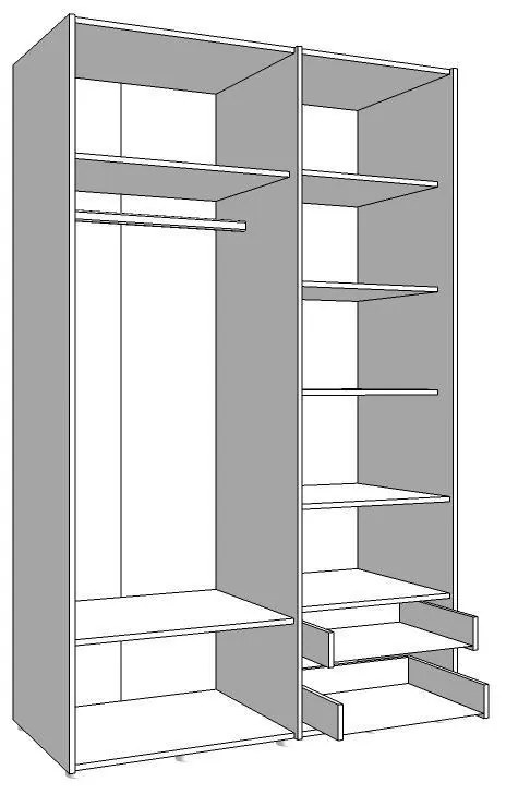 Ντουλάπα Leon με Καθρέφτη 3K2FO Λευκό 127.5x55x205.5 εκ. 127.5x55x205.5 εκ.