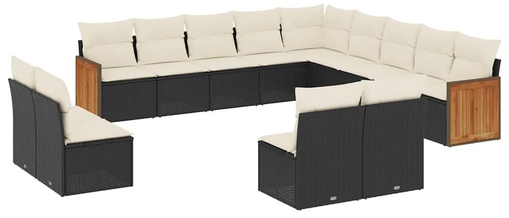 vidaXL Σαλόνι Κήπου 13 τεμ. Μαύρο από Συνθ. Ρατάν με Μαξιλάρια