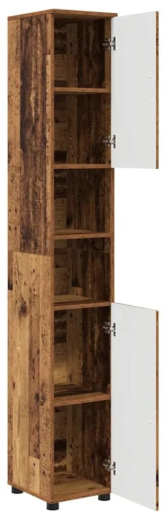 vidaXL Ντουλάπι Μπάνιου με αποθήκευση Παλιό Ξύλο 30 x 35 x 192 εκ.