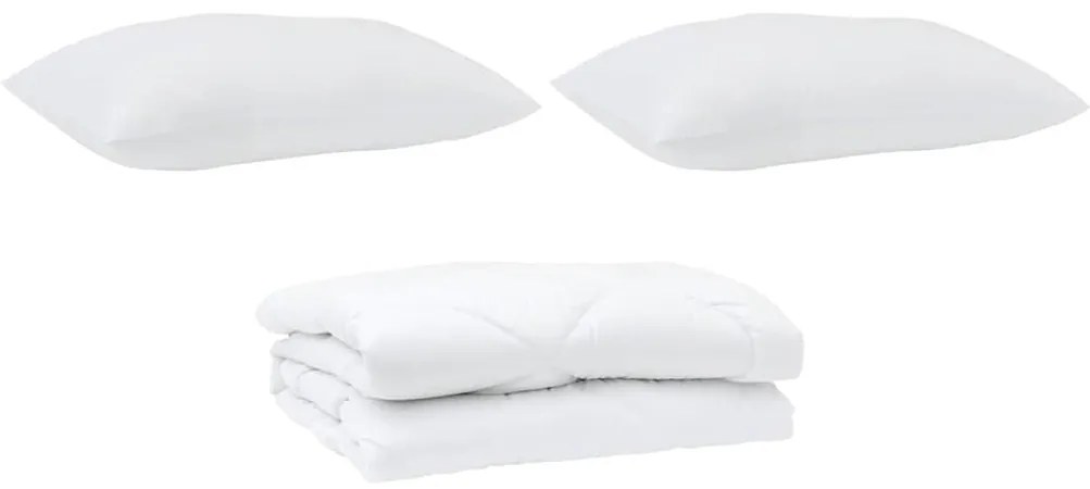 vidaXL Παπλωμα με Μαξιλάρια Argyle 3 pcs Λευκό 240 x 220 cm Μικροΐνες