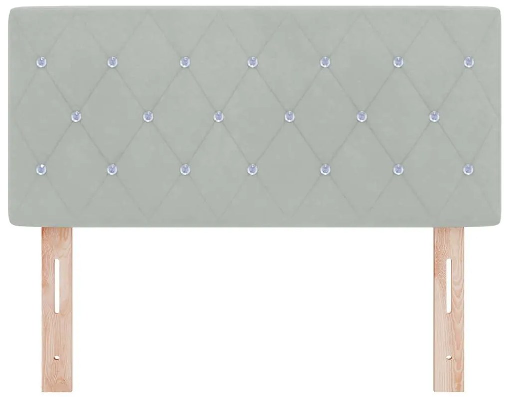 vidaXL Κεφαλάρι LED με φώτα λωρίδας LED Ανοιχτό γκρι 90 cm Βελούδο