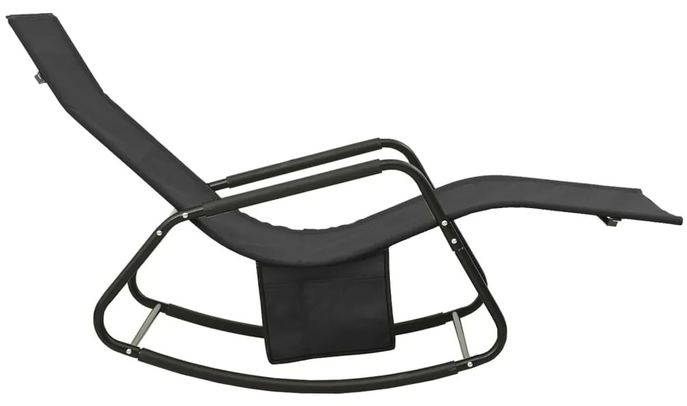 vidaXL Ξαπλώστρα Μαύρη από Ατσάλι και Textilene