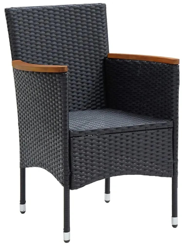 vidaXL Σετ Τραπεζαρίας Κήπου 7 τεμ. Μαύρο Συνθετικό Ρατάν με Μαξιλάρια