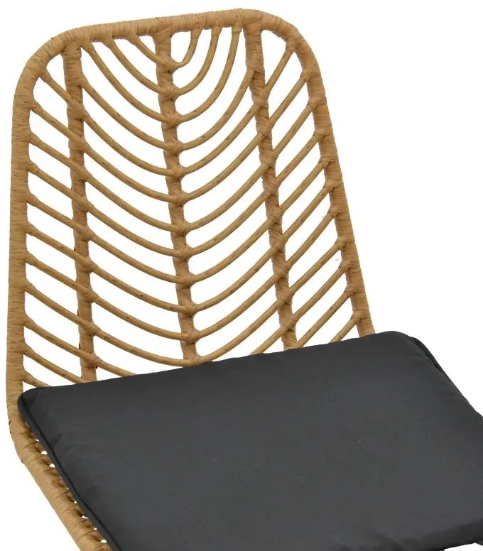 Τραπεζαρία Naoki G σετ 5 τμχ rattan φυσικό-μαύρο μέταλλο-γυαλί 80x80x78εκ 80x80x78 εκ.