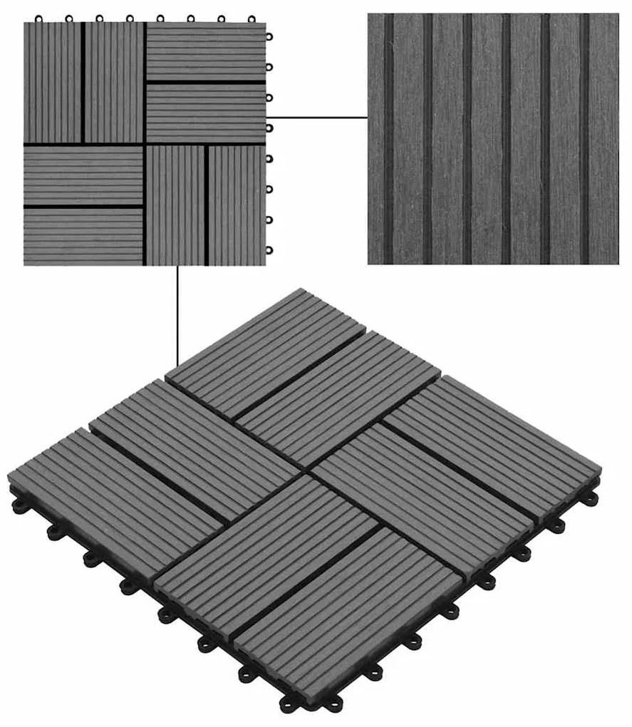 vidaXL Πλακάκια Deck 22 τεμ. Γκρι 30 x 30 εκ. 2 μ² από WPC