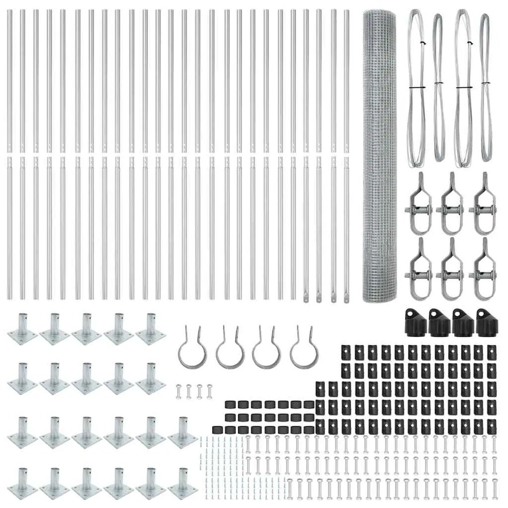 vidaXL Στύλος Περιφράξεων Ασημί 50 x 1,2 μ (12 x 12 mm πλέγμα) Ατσάλι