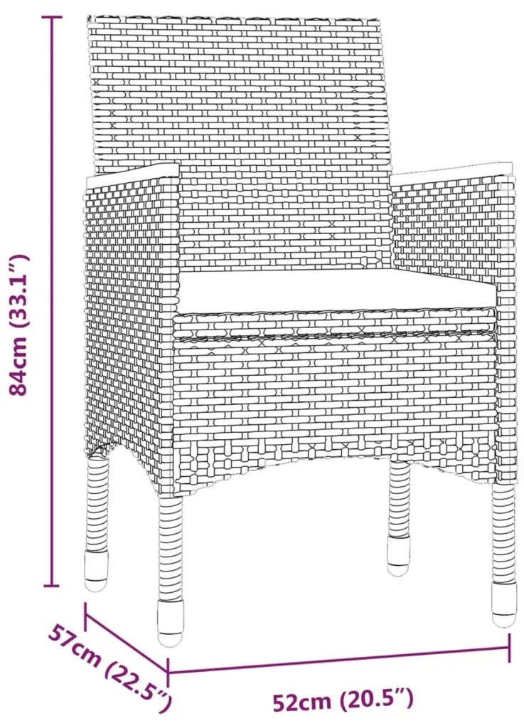 vidaXL Σετ Τραπεζαρίας Κήπου 5 Τεμαχίων Μαύρο με Μαξιλάρια