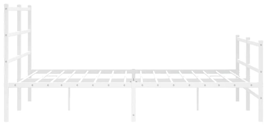 vidaXL Πλαίσιο Κρεβατιού με Κεφαλάρι/Ποδαρικό Λευκό 150x200 εκ Μέταλλο