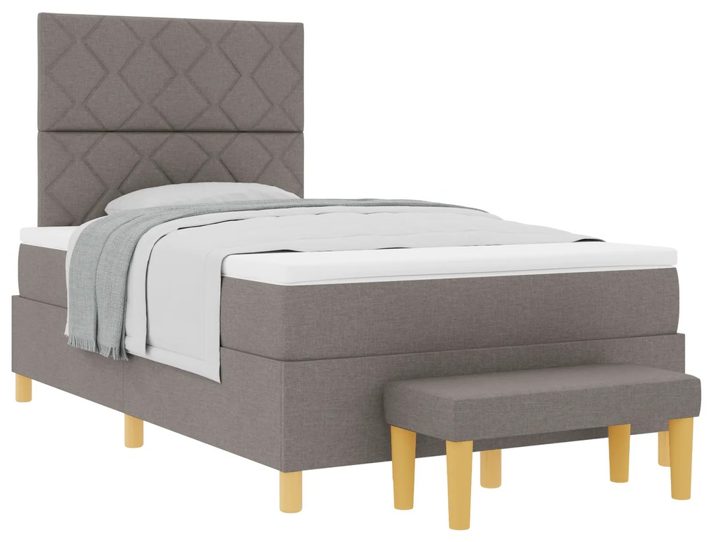 vidaXL Κρεβάτι Box Spring με Στρώμα & Πάγκο Ταουπέ 120x200 εκ Ύφασμα
