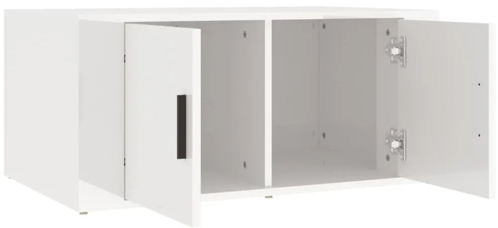 vidaXL Τραπεζάκι Σαλονιού Γυαλ. Λευκό 80x50x36 εκ. Επεξεργ. Ξύλο