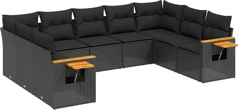 vidaXL Patio Sofa Set 9-θέσια Black