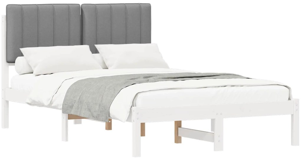 vidaXL Σκελετός Κρεβατιού με Επενδεδυμένο Κεφαλάρι Ανοιχτό γκρι