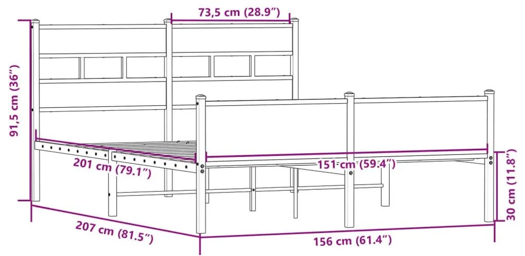 Πλαίσιο Κρεβατιού Χωρ. Στρώμα Sonoma Δρυς 150x200εκ. Επ. Ξύλο - Καφέ