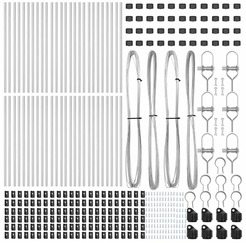 vidaXL Στύλος Περιφράξεων 52 pcs Ασημί 3.2 x 3.2 x 80 εκ Ατσάλι