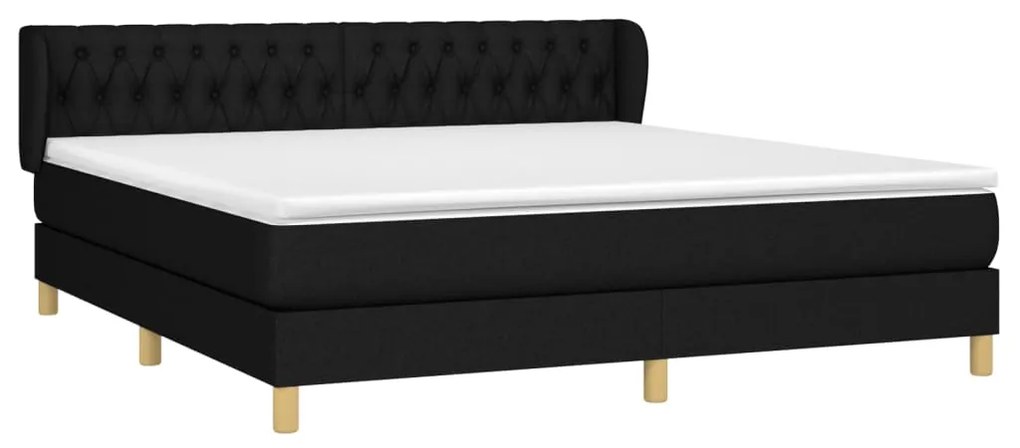 vidaXL Κρεβάτι Boxspring με Στρώμα Μαύρο 180x200 εκ. Υφασμάτινο