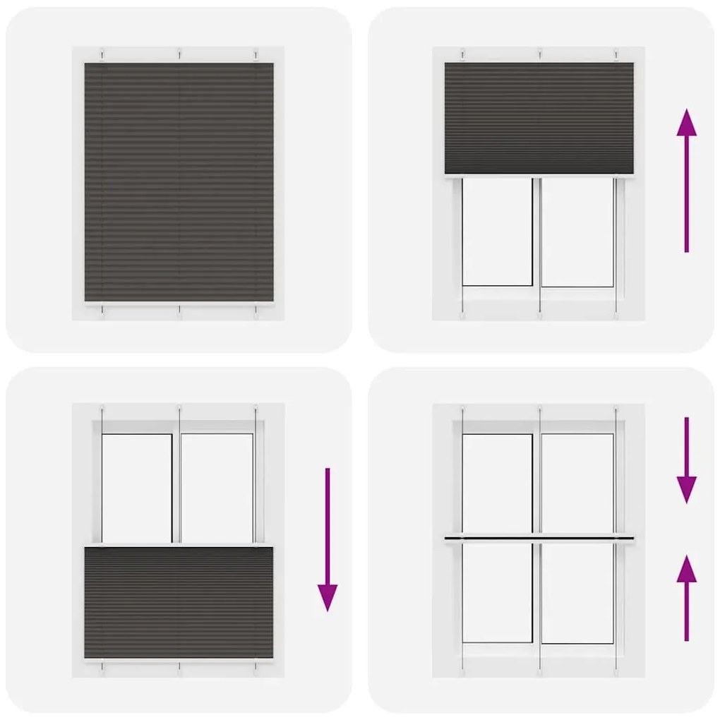 vidaXL Πλισέ περσίδα Μαύρο 105x150 cm Πλάτος υφάσματος 104,4 cm