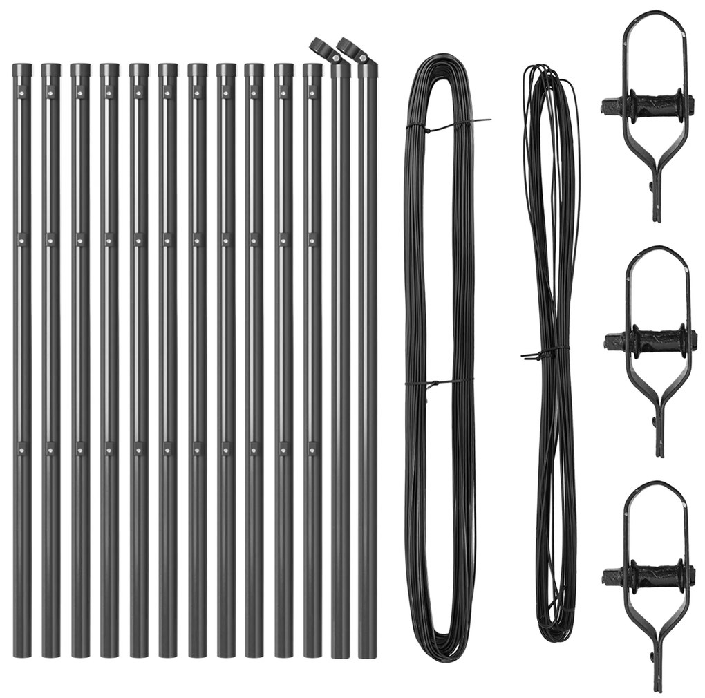 vidaXL Πόλοι Φράχτη 13 τμχ Γκρι Ø32 mm 80 cm Γαλβανισμένο Ατσάλι