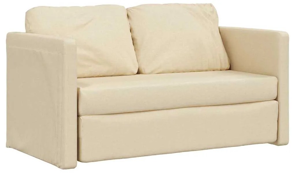 vidaXL Καναπές-Κρεβάτι Δαπέδου 2 σε 1 Κρεμ 112x174x55 εκ. Ύφασμα