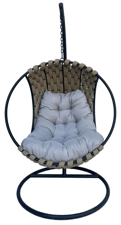 Intrahome Κούνια φωλιά με βάση Makito Intrahome μέταλλο μαύρο-pvc σε μπεζ- γκρι απόχρωση 100x105x195εκ | SKU: INTRAPA-479111114