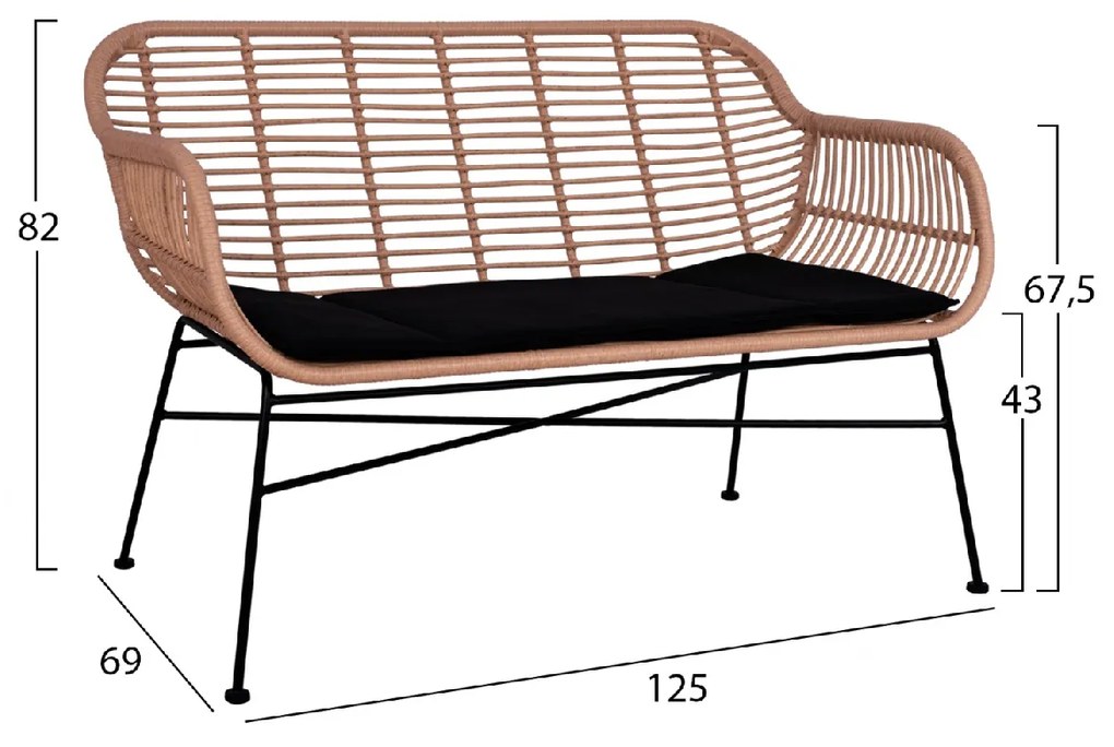 ΣΕΤ ΣΑΛΟΝΙ 4ΤΜΧ ALLEGRA HM5460 ΜΕΤΑΛΛΟ &amp; WICKER ΣΕ ΜΠΕΖ ΧΡΩΜΑ