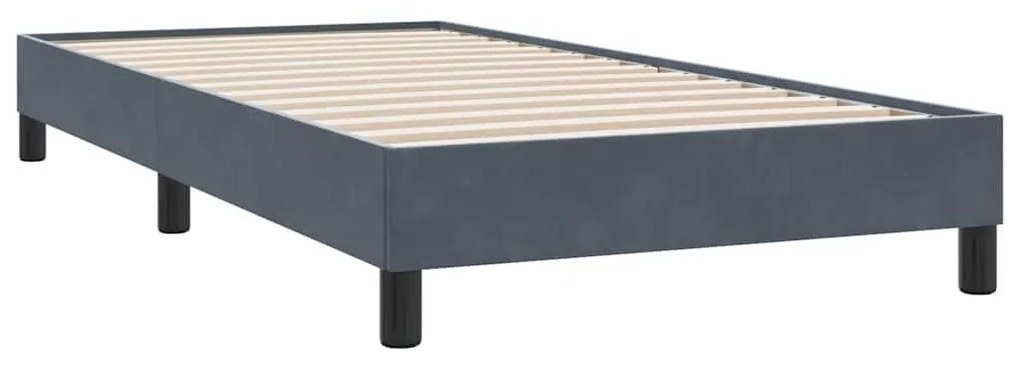 Κρεβάτι Boxspring με Στρώμα Σκούρο Γκρι 100x210 εκ. Βελούδινο - Γκρι