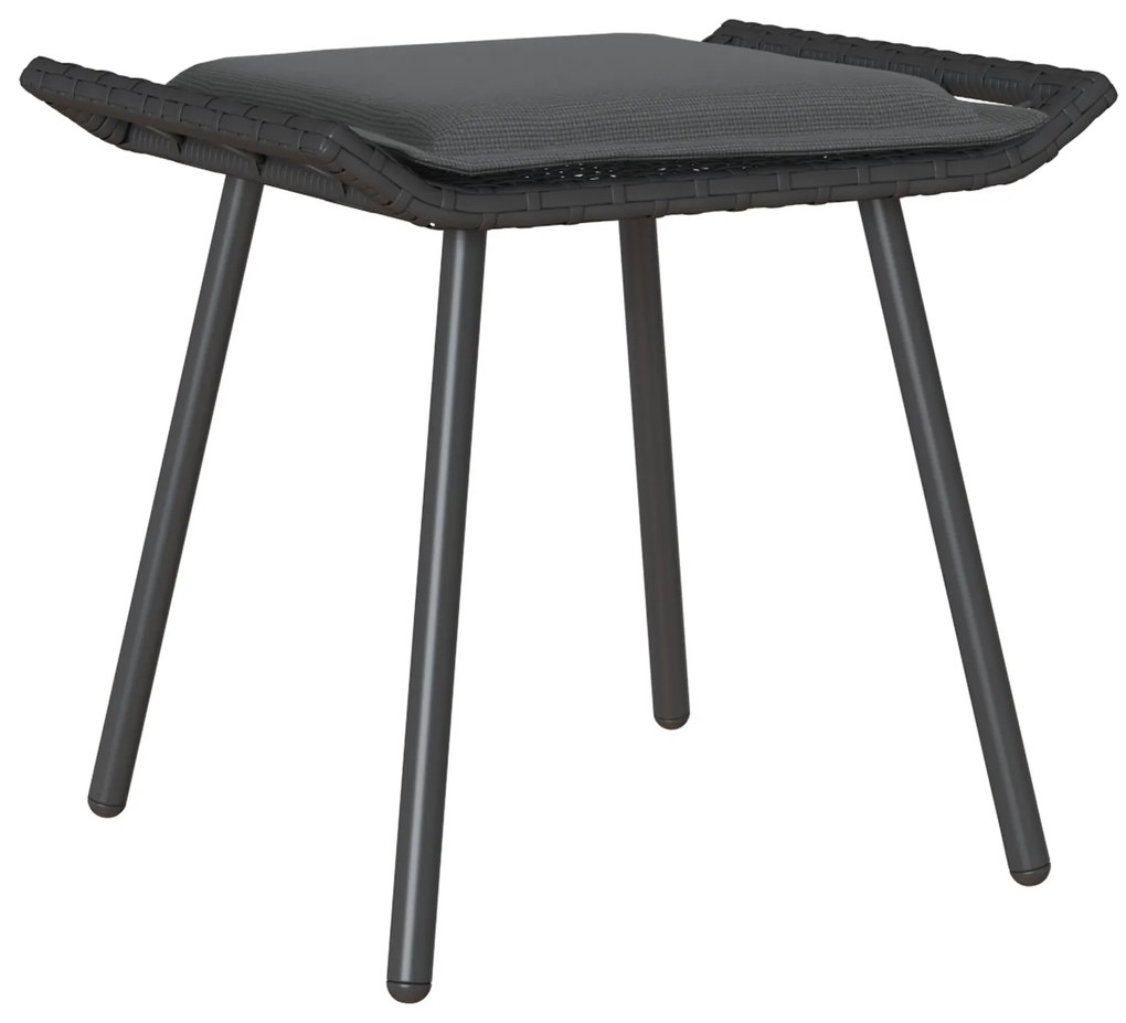 vidaXL Κήπος Σκαμπό 2 τμχ Μαύρο 50x40x45 εκ Συνθετικό Ρατάν