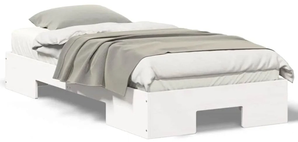 vidaXL Κρεβάτι δαπέδου Λευκό 75 x 190 cm Μασίφ ξύλο πεύκου