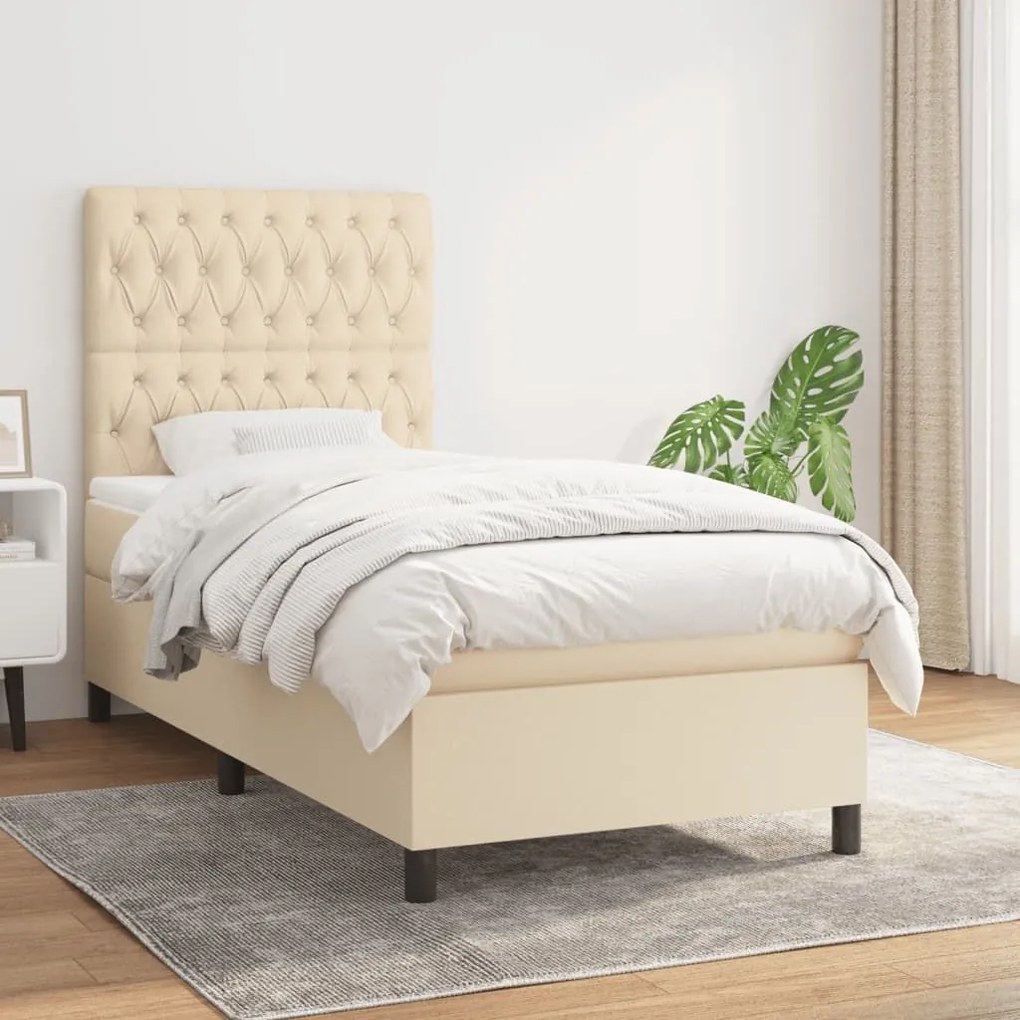 ΚΡΕΒΑΤΙ BOXSPRING ΜΕ ΣΤΡΩΜΑ ΚΡΕΜ 90X200 ΕΚ.ΥΦΑΣΜΑΤΙΝΟ 3141990