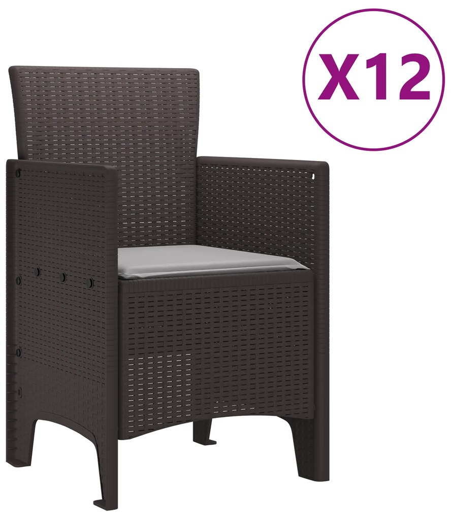 vidaXL 13 Τεμάχια Σετ Τραπεζαρίας Κήπου με Μαξιλάρια Καφέ Πολυρατάν