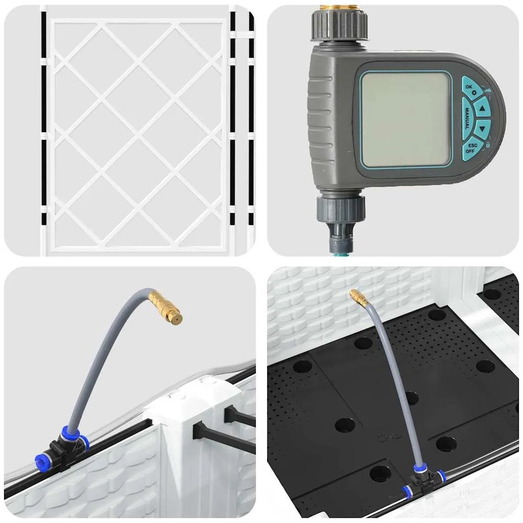 vidaXL Γλάστρα Κήπου 3 pcs Λευκό Ατσάλι