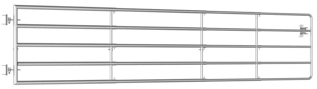 vidaXL Πόρτα Αγροκτήματος με 5 Μπάρες Ασημί (150-400)x90 εκ. Ατσάλινη