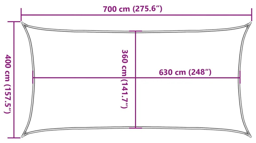 Πανί Σκίασης Τερακότα 4 x 7 μ. από HDPE 160 γρ./μ² - Καφέ