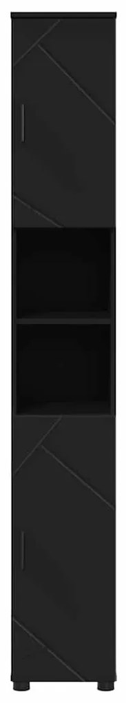 vidaXL Ντουλάπι Μπάνιου με αποθήκευση με πόρτα Μαύρο 30 x 35 x 192 εκ.