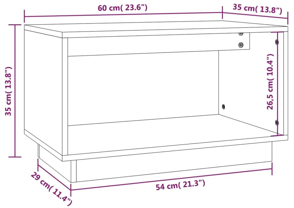 Έπιπλο Τηλεόρασης 60 x 35 x 35 εκ. από Μασίφ Ξύλο Πεύκου - Καφέ