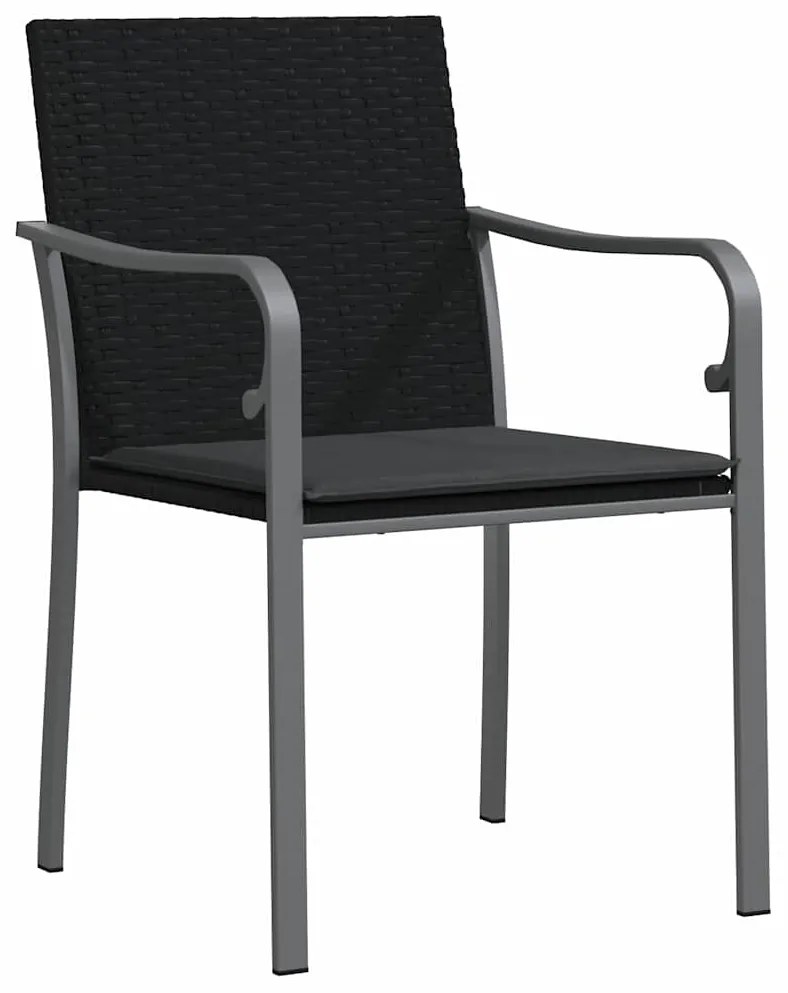 vidaXL Σέτ φαγητού για κήπο 7 pcs Μαύρο Πολυ ράταν