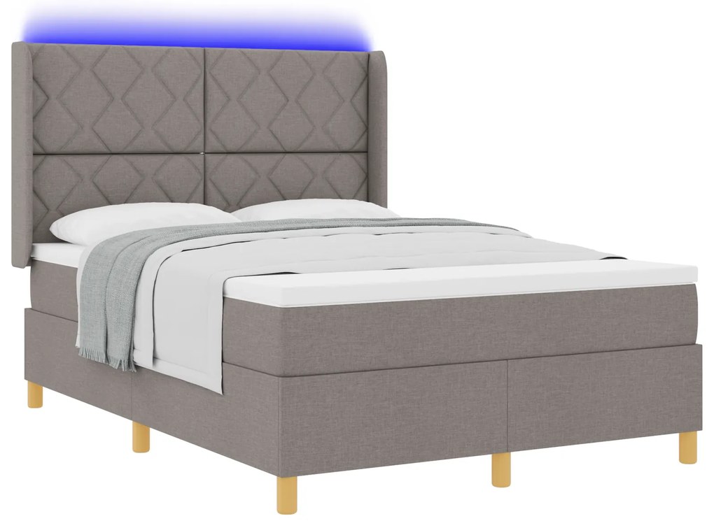 vidaXL Κρεβάτι με Στρώμα & LED Ταμπά 160x200 εκ Fabrics