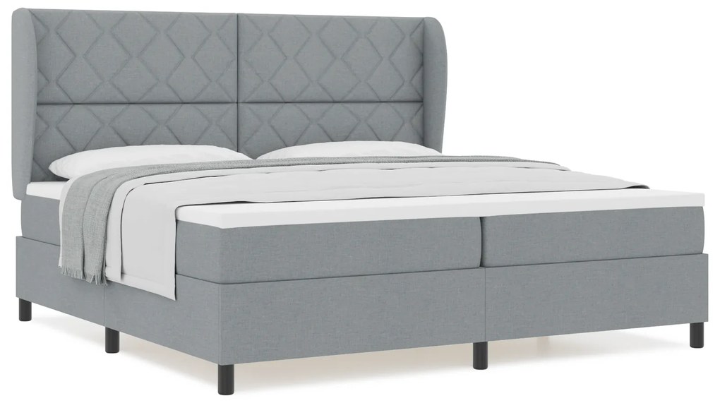 vidaXL Κρεβάτι Box Spring με Στρώμα - Ανοιχτό γκρι, 200x200 εκ. Ύφασμα