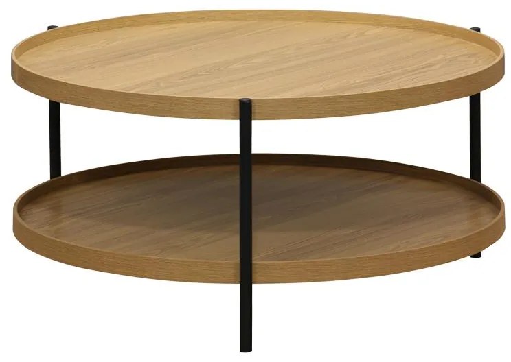 Τραπέζι σαλονιού Portogie mdf φυσικό-μέταλλο μαύρο Φ80x40εκ 80x80x40 εκ.