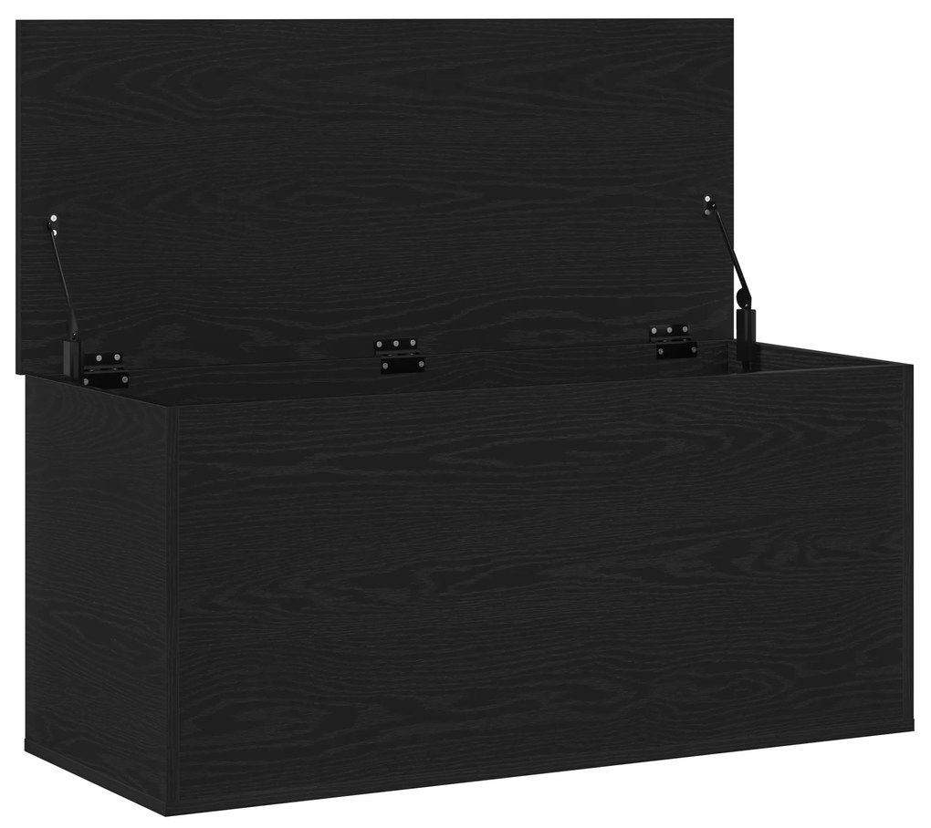 vidaXL Κουτί αποθήκευσης  με καπάκι Μαύρο Ξύλο 100x42x46 εκ. Επεξεργασμένο ξύλο