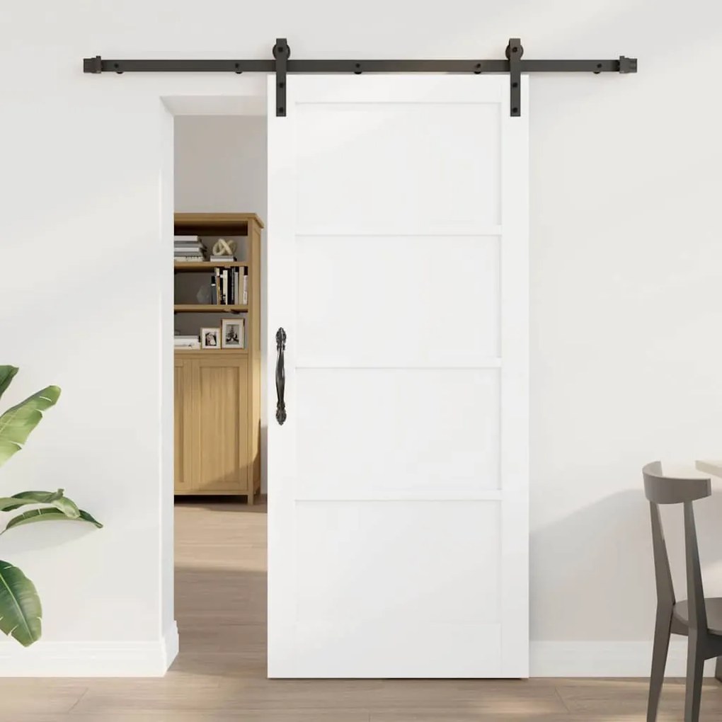 vidaXL Συρόμενη Πόρτα Λευκό και μαύρο 86 x 198.5 cm