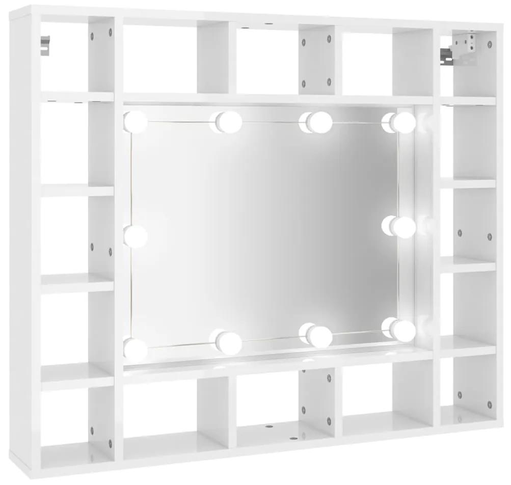 vidaXL Έπιπλο Καθρέπτη με LED Γυαλιστερό Λευκό 91x15x76,5 εκ.